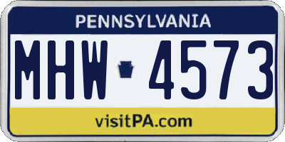 PA license plate MHW4573