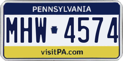 PA license plate MHW4574