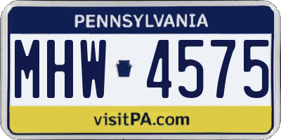 PA license plate MHW4575