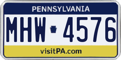 PA license plate MHW4576
