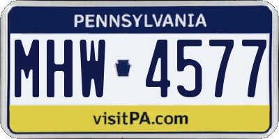 PA license plate MHW4577