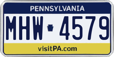 PA license plate MHW4579
