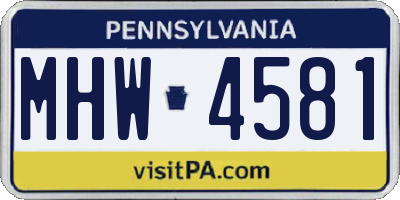 PA license plate MHW4581