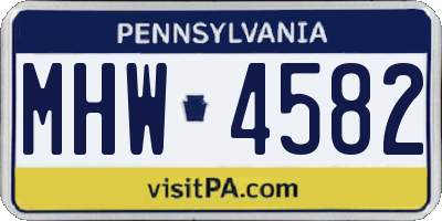 PA license plate MHW4582