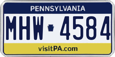 PA license plate MHW4584