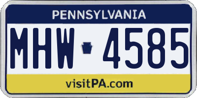 PA license plate MHW4585