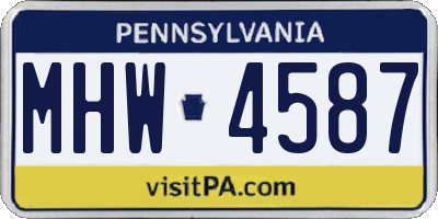 PA license plate MHW4587