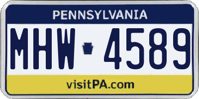 PA license plate MHW4589