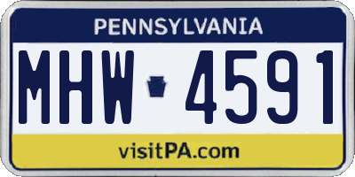 PA license plate MHW4591