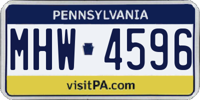 PA license plate MHW4596