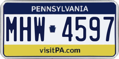 PA license plate MHW4597