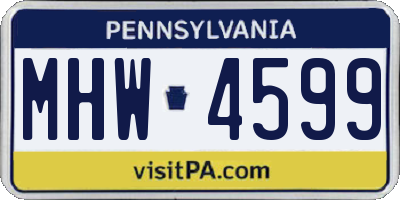 PA license plate MHW4599