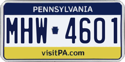 PA license plate MHW4601