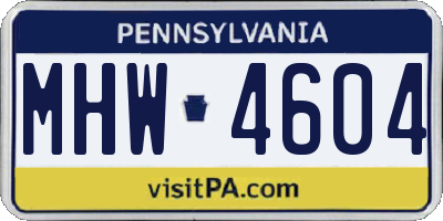 PA license plate MHW4604