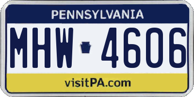 PA license plate MHW4606
