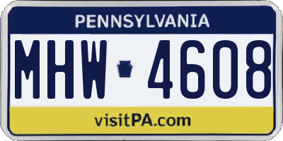 PA license plate MHW4608