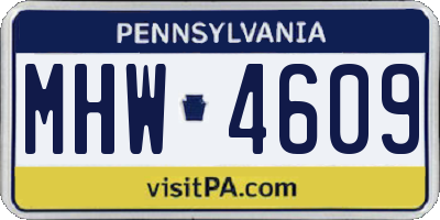PA license plate MHW4609