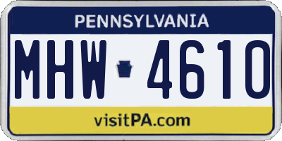 PA license plate MHW4610