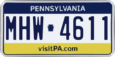 PA license plate MHW4611