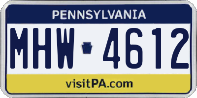 PA license plate MHW4612