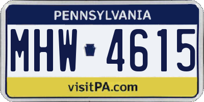 PA license plate MHW4615