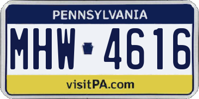 PA license plate MHW4616
