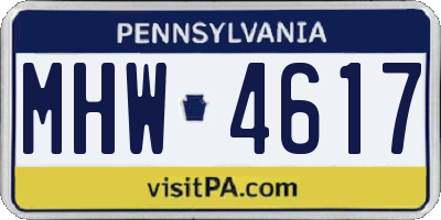 PA license plate MHW4617