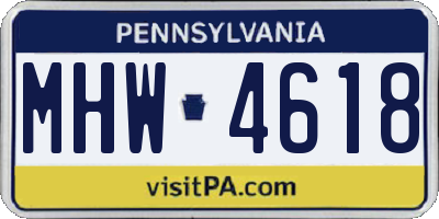 PA license plate MHW4618