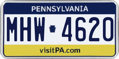 PA license plate MHW4620