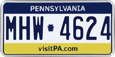 PA license plate MHW4624