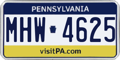 PA license plate MHW4625