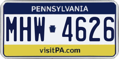 PA license plate MHW4626
