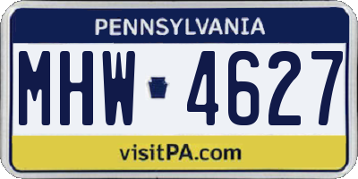 PA license plate MHW4627