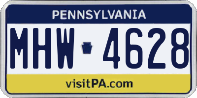 PA license plate MHW4628