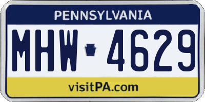 PA license plate MHW4629