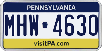 PA license plate MHW4630
