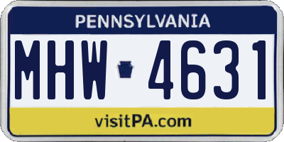 PA license plate MHW4631