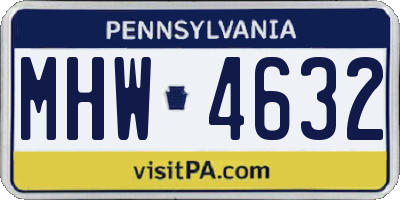 PA license plate MHW4632