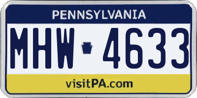 PA license plate MHW4633