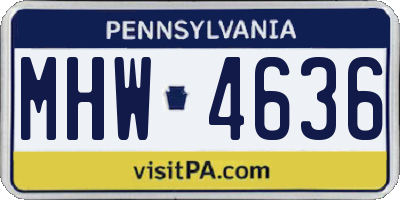 PA license plate MHW4636