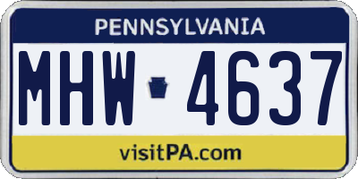 PA license plate MHW4637