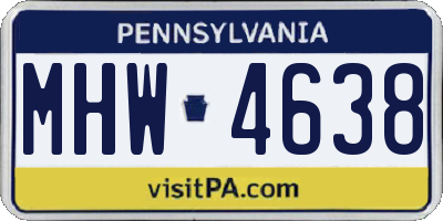PA license plate MHW4638