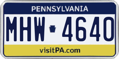 PA license plate MHW4640