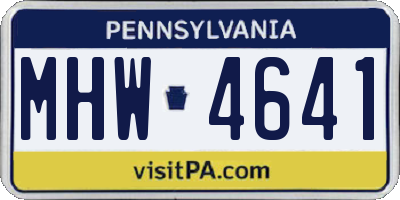 PA license plate MHW4641