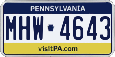 PA license plate MHW4643