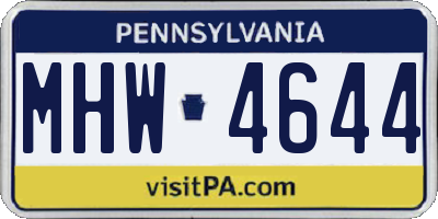 PA license plate MHW4644