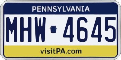 PA license plate MHW4645