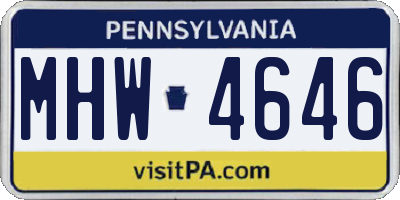 PA license plate MHW4646