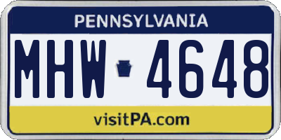 PA license plate MHW4648
