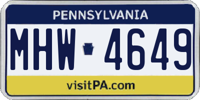 PA license plate MHW4649